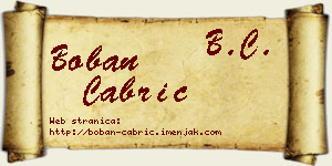 Boban Čabrić vizit kartica